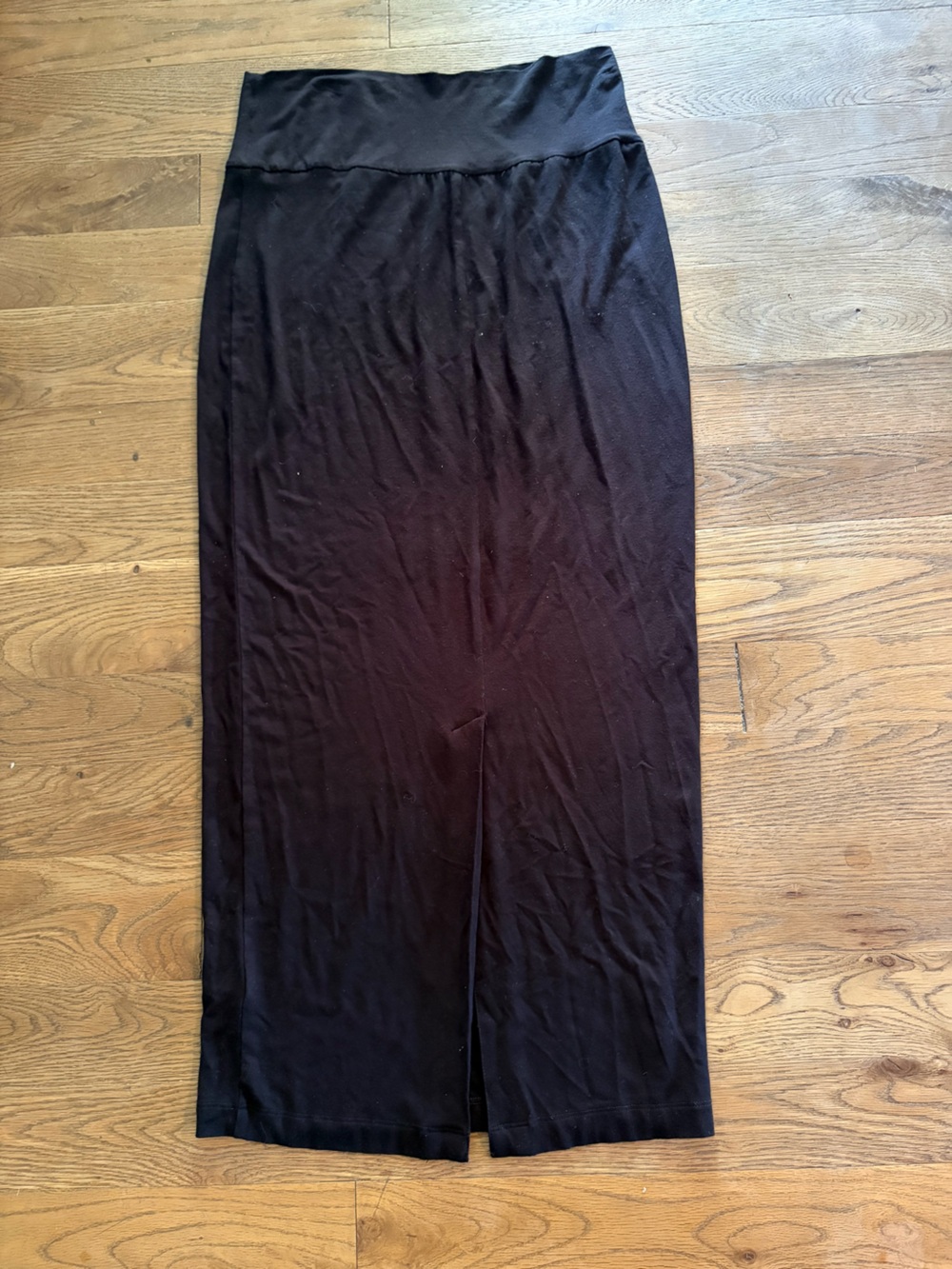 Eileen Fisher Black Maxi Skirt back slit stretch - Picture 2 of 5